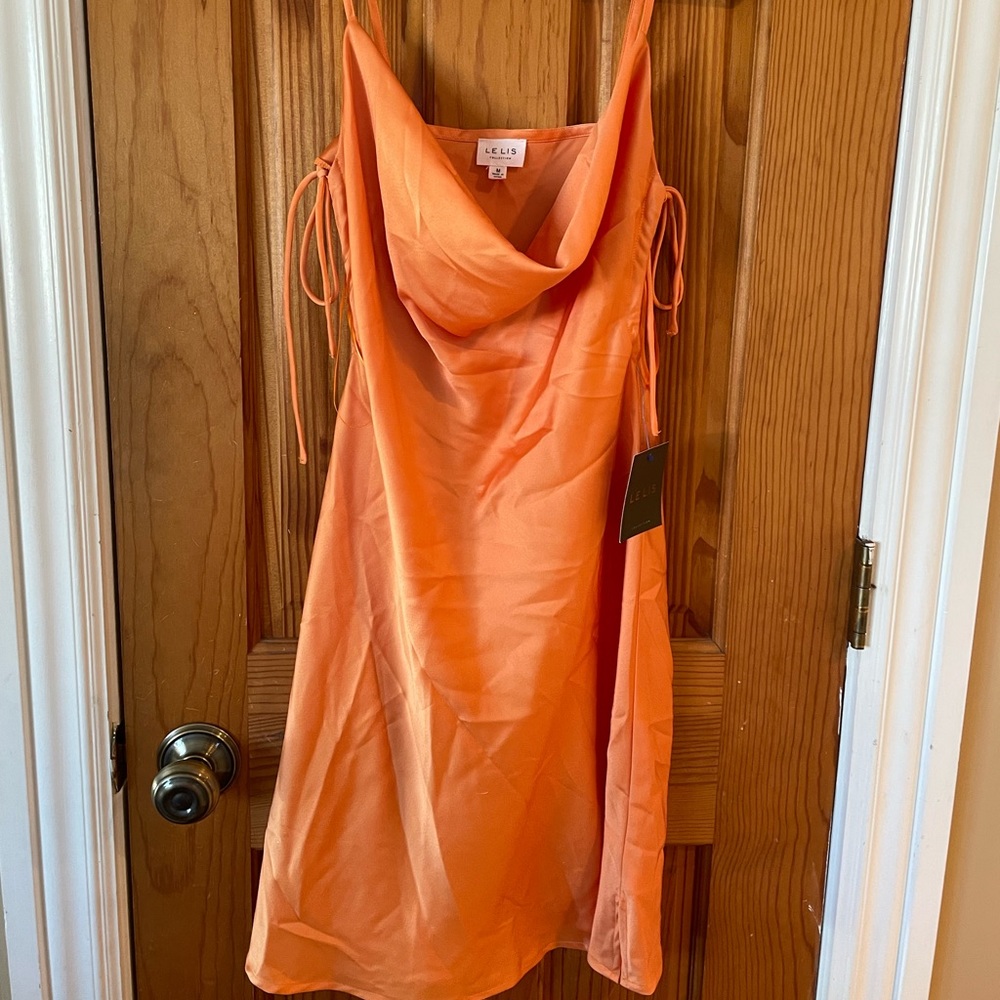 Orange silk dress